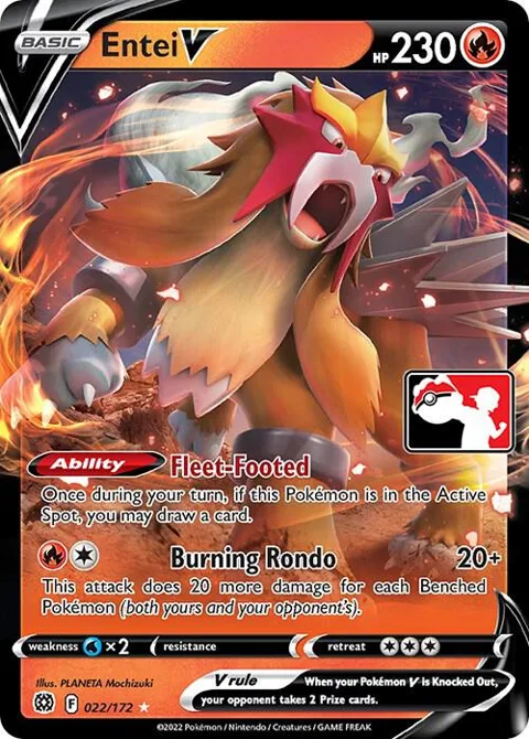 Entei V #022/172 Holofoil Pokémon card from Prize Pack Series Cards
