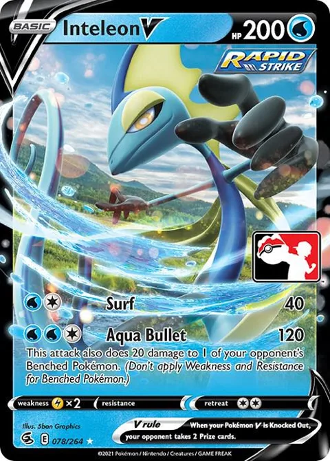 Inteleon V #078/264 Holofoil Pokémon card from Prize Pack Series Cards