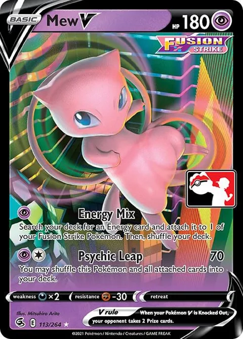 Mew V #113/264 Holofoil Pokémon card from Prize Pack Series Cards