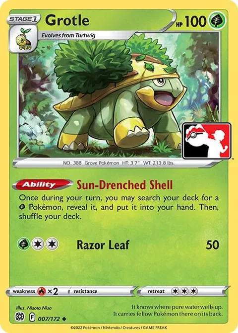 Grotle #007/172 Holofoil Pokémon card from Prize Pack Series Cards