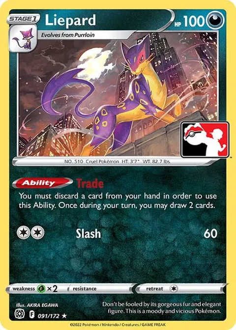 Liepard #091/172 Pokémon card from Prize Pack Series Cards