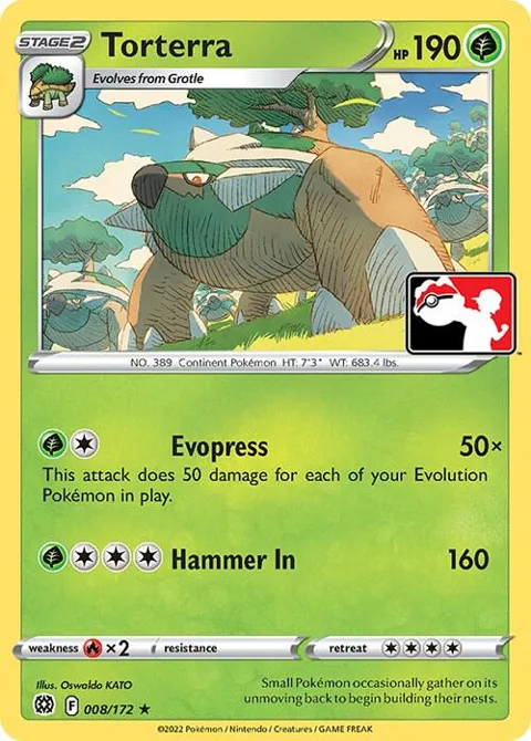 Torterra #008/172 Holofoil Pokémon card from Prize Pack Series Cards