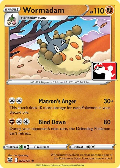 Wormadam #077/172 Pokémon card from Prize Pack Series Cards