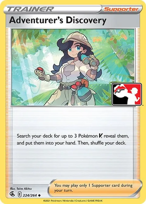 Adventurer's Discovery #224/264 Pokémon card from Prize Pack Series Cards
