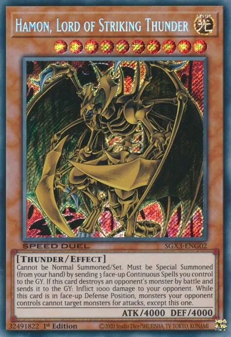 Hamon, Lord of Striking Thunder SGX3-ENG02 Yu-Gi-Oh card from Speed Duel GX: Duelists of Shadows
