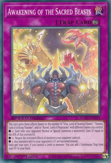 Awakening of the Sacred Beasts SGX3-ENG15 Yu-Gi-Oh card from Speed Duel GX: Duelists of Shadows