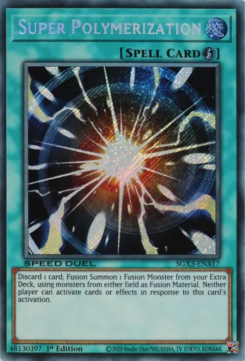 Super Polymerization Secret Rare SGX3-ENA17 Yu-Gi-Oh card from Speed Duel GX: Duelists of Shadows