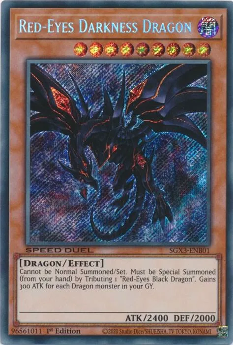 Red-Eyes Darkness Dragon Secret Rare SGX3-ENB01 Yu-Gi-Oh card from Speed Duel GX: Duelists of Shadows