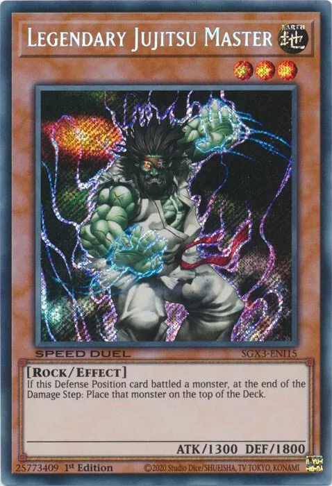 Legendary Jujitsu Master Secret Rare SGX3-ENI15 Yu-Gi-Oh card from Speed Duel GX: Duelists of Shadows