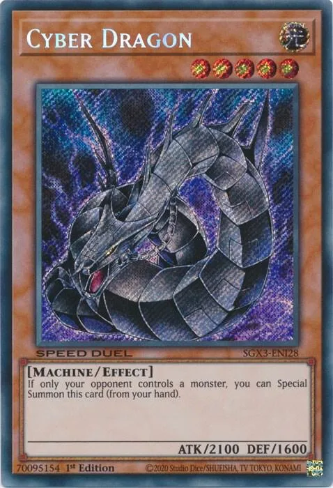 Cyber Dragon Secret Rare SGX3-ENI28 Yu-Gi-Oh card from Speed Duel GX: Duelists of Shadows