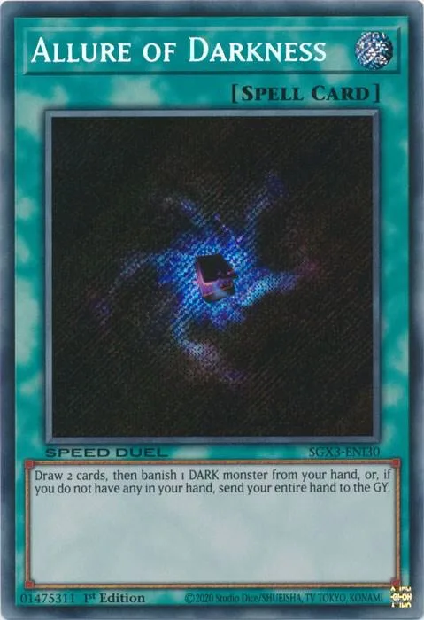 Allure of Darkness Secret Rare SGX3-ENI30 Yu-Gi-Oh card from Speed Duel GX: Duelists of Shadows