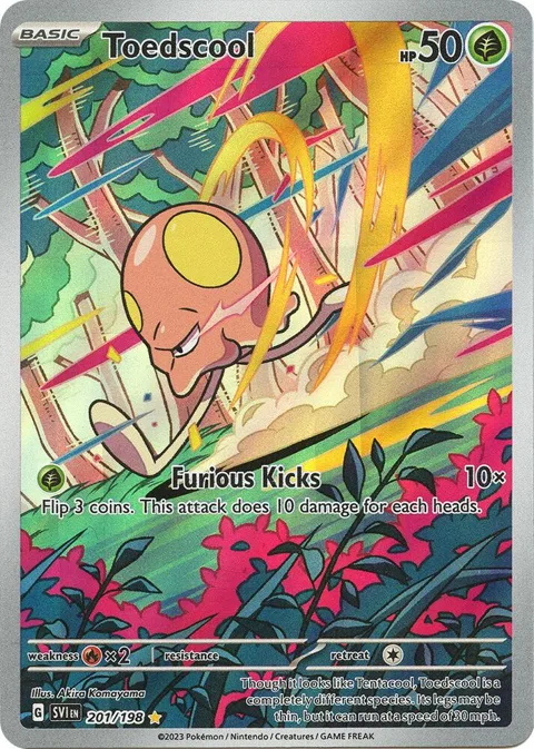 Toedscool #201/198 Holofoil Pokémon card from Scarlet & Violet Base Set