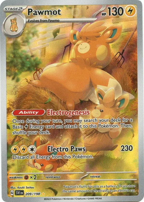 Pawmot #209/198 Holofoil Pokémon card from Scarlet & Violet Base Set