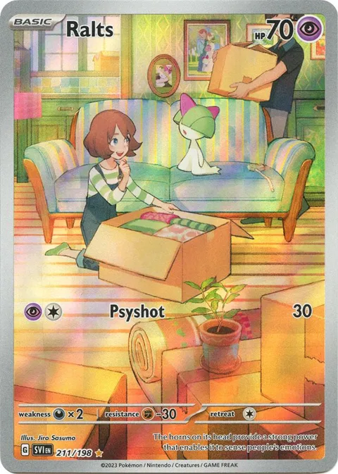 Ralts #211/198 Holofoil Pokémon card from Scarlet & Violet Base Set