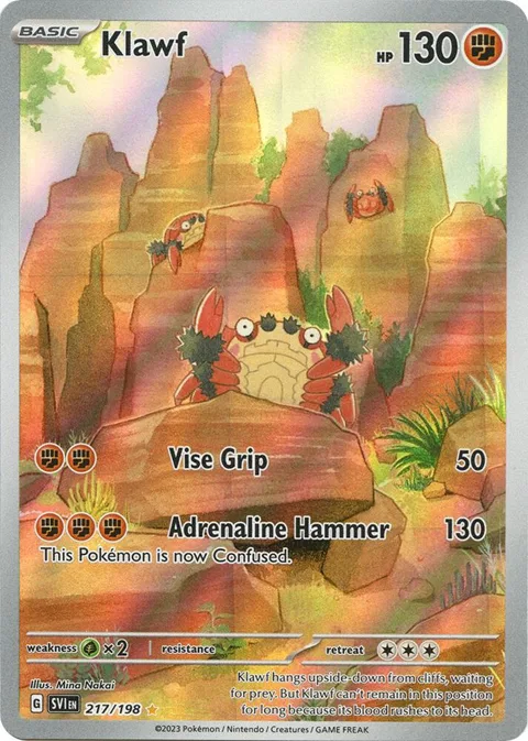 Klawf #217/198 Holofoil Pokémon card from Scarlet & Violet Base Set