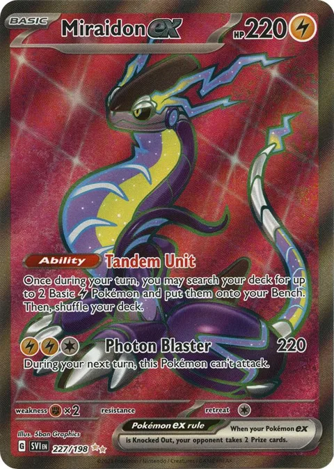 Miraidon ex #227/198 Holofoil Pokémon card from Scarlet & Violet Base Set