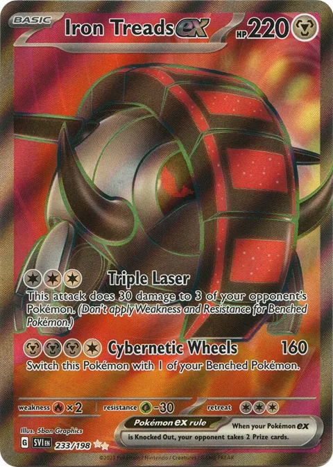 Iron Treads ex #233/198 Holofoil Pokémon card from Scarlet & Violet Base Set