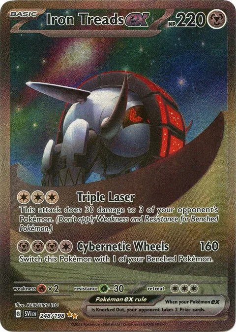 Iron Treads ex #248/198 Holofoil Pokémon card from Scarlet & Violet Base Set