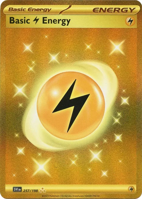 Basic Lightning Energy #257/198 Holofoil Pokémon card from Scarlet & Violet Base Set
