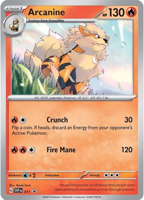 Arcanine #011 Holofoil Pokémon card from Scarlet & Violet Promo Cards