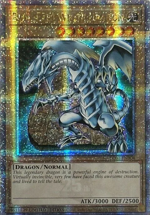 Blue-Eyes White Dragon Quarter Century Secret Rare LC01-EN004 Yu-Gi-Oh card from Legendary Collection: 25th Anniversary Edition