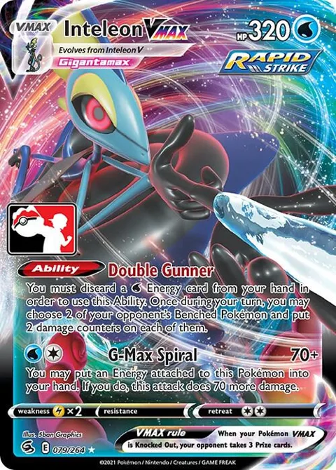 Inteleon VMAX #079/264 Holofoil Pokémon card from Prize Pack Series Cards