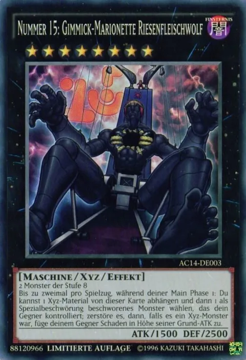 Number 15: Gimmick Puppet Giant Grinder German - "Nummer 15: Gimmick-Marionette Riesenfleischwolf" AC14-DE003 Yu-Gi-Oh card from Advent Calendar 2014 (Adventskalender ZEXAL-Edition)