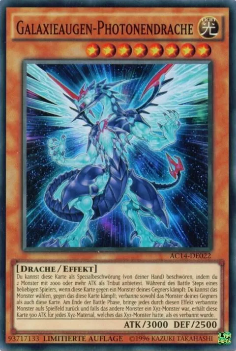 Galaxy-Eyes Photon Dragon German - "Galaxieaugen-Photonendrache" AC14-DE022 Yu-Gi-Oh card from Advent Calendar 2014 (Adventskalender ZEXAL-Edition)