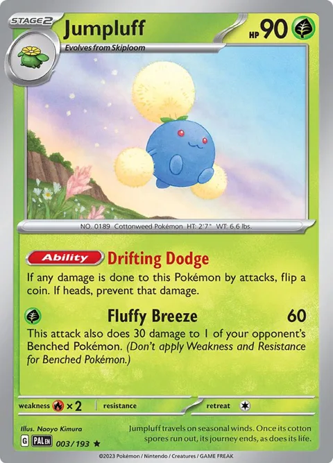Jumpluff #003/193 Reverse Holofoil Pokémon card from Paldea Evolved