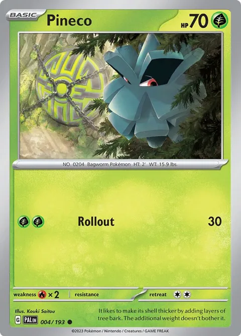 Pineco #004/193 Pokémon card from Paldea Evolved
