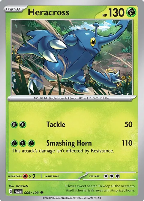 Heracross #006/193 Reverse Holofoil Pokémon card from Paldea Evolved