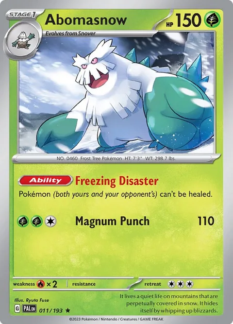 Abomasnow #011/193 Reverse Holofoil Pokémon card from Paldea Evolved