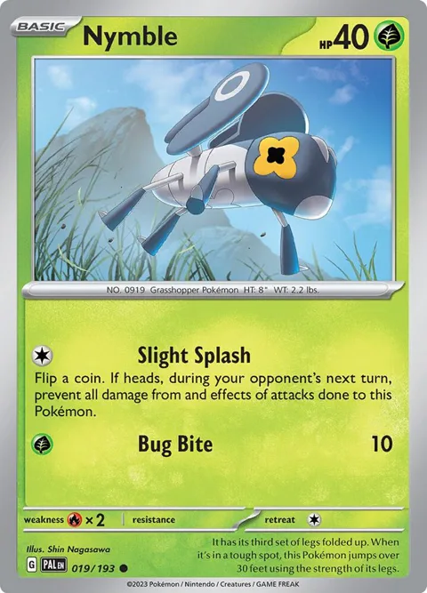 Nymble #019/193 Reverse Holofoil Pokémon card from Paldea Evolved