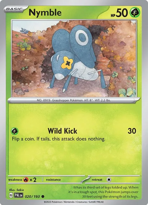 Nymble #020/193 Reverse Holofoil Pokémon card from Paldea Evolved