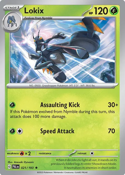 Lokix #021/193 Holofoil Pokémon card from Paldea Evolved