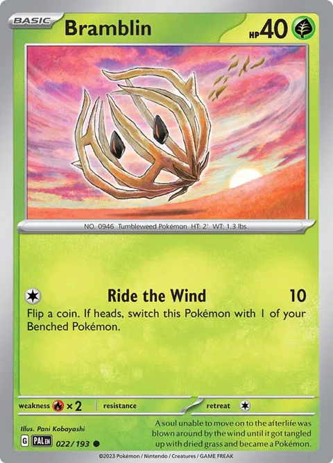 Bramblin #022/193 Reverse Holofoil Pokémon card from Paldea Evolved