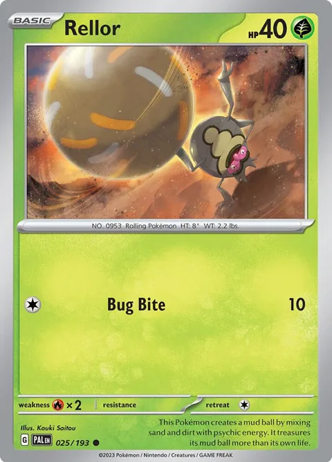 Rellor #025/193 Reverse Holofoil Pokémon card from Paldea Evolved