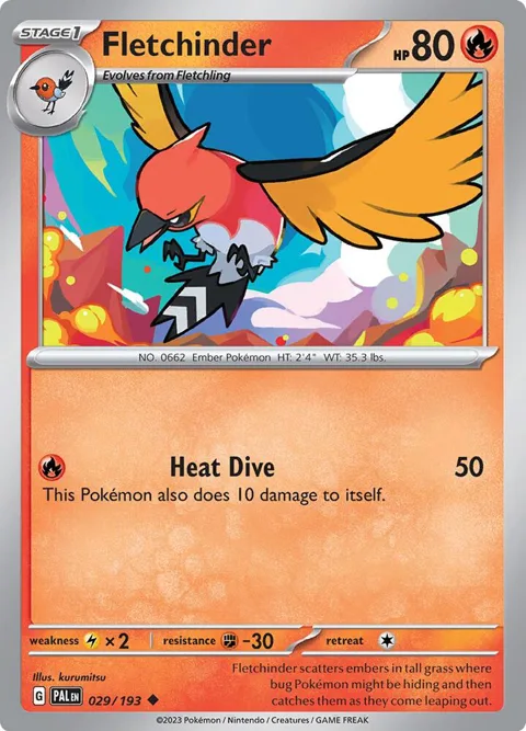 Fletchinder #029/193 Pokémon card from Paldea Evolved