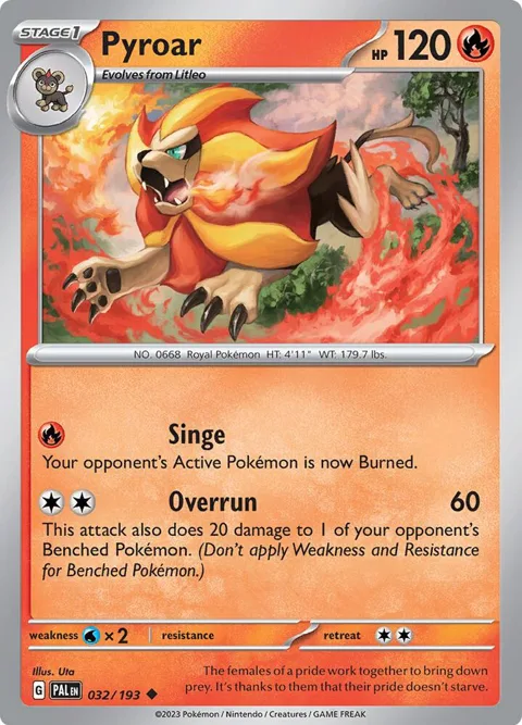 Pyroar #032/193 Pokémon card from Paldea Evolved