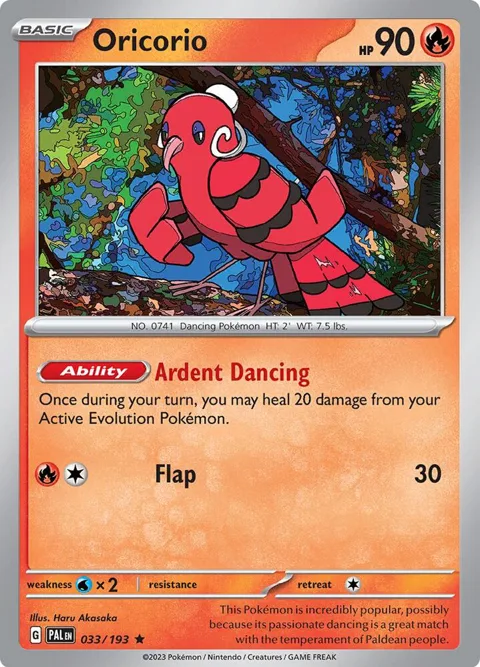 Oricorio #033/193 Reverse Holofoil Pokémon card from Paldea Evolved