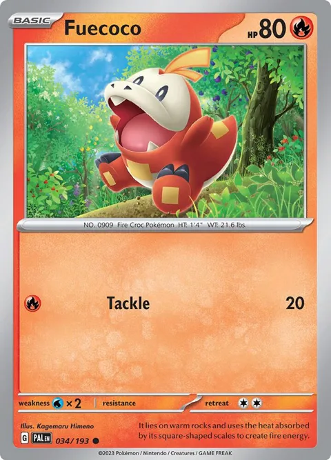 Fuecoco #034/193 Reverse Holofoil Pokémon card from Paldea Evolved