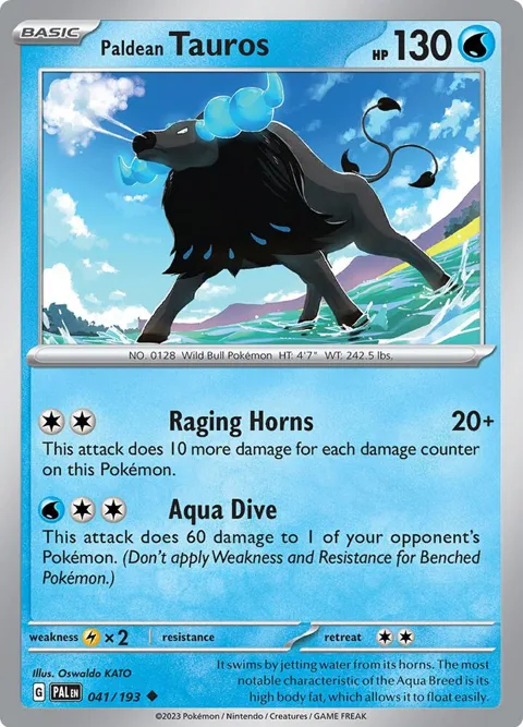Paldean Tauros #041/193 Pokémon card from Paldea Evolved