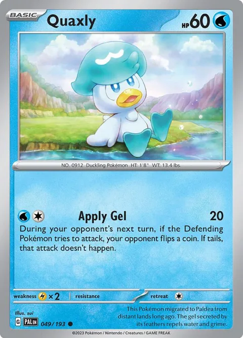 Quaxly #049/193 Reverse Holofoil Pokémon card from Paldea Evolved