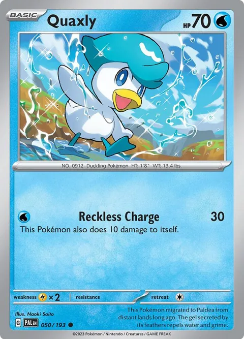 Quaxly #050/193 Reverse Holofoil Pokémon card from Paldea Evolved