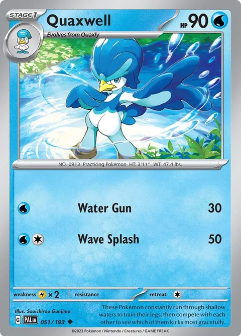Quaxwell #051/193 Reverse Holofoil Pokémon card from Paldea Evolved