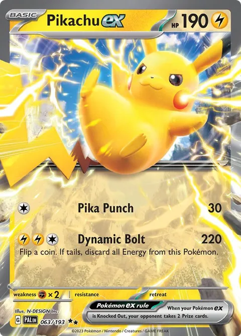 Pikachu ex #063/193 Holofoil Pokémon card from Paldea Evolved