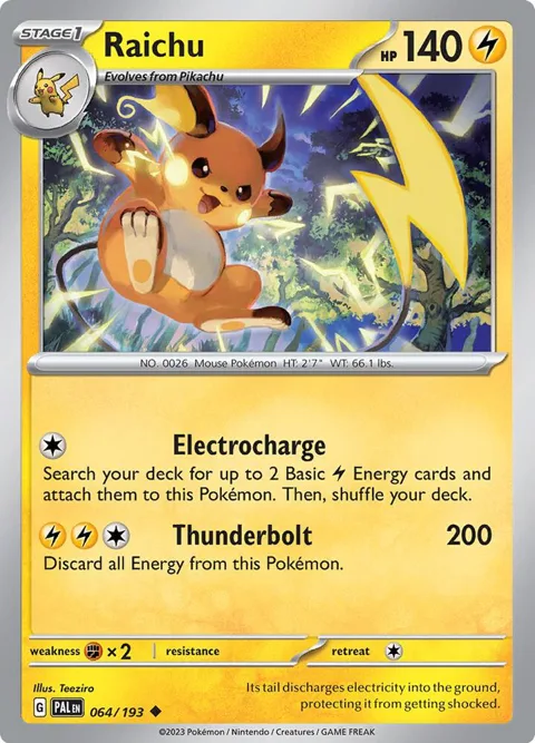 Raichu #064/193 Reverse Holofoil Pokémon card from Paldea Evolved
