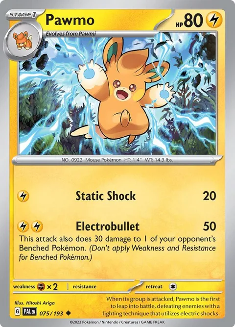 Pawmo #075/193 Reverse Holofoil Pokémon card from Paldea Evolved