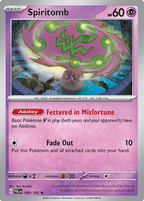 Spiritomb #089/193 Reverse Holofoil Pokémon card from Paldea Evolved