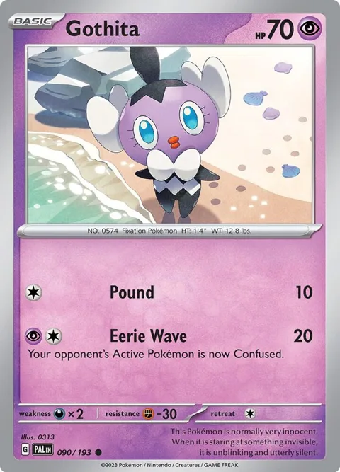Gothita #090/193 Reverse Holofoil Pokémon card from Paldea Evolved